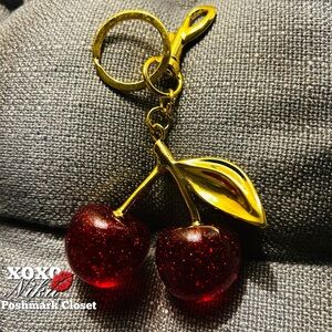 🍒Cherries Bag Charm Keychain Charm -Gold🍒
